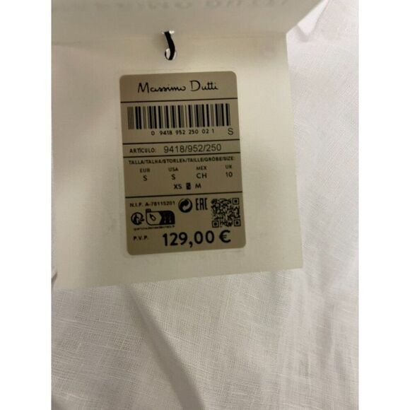Massimo Dutti Womens Button Up Shirt S Small White Lined Oversized 9418/952 NWT - Picture 9 of 14